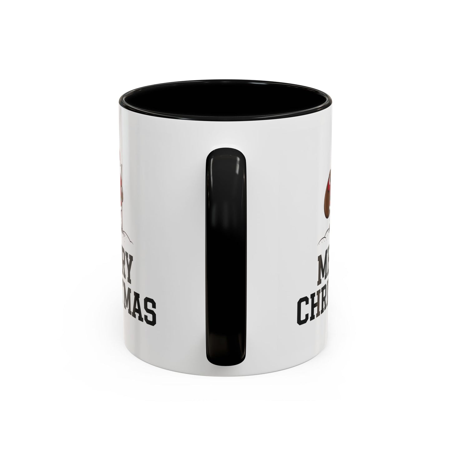 Christmas Mug - Merry Christmas Black Text Santa Walking