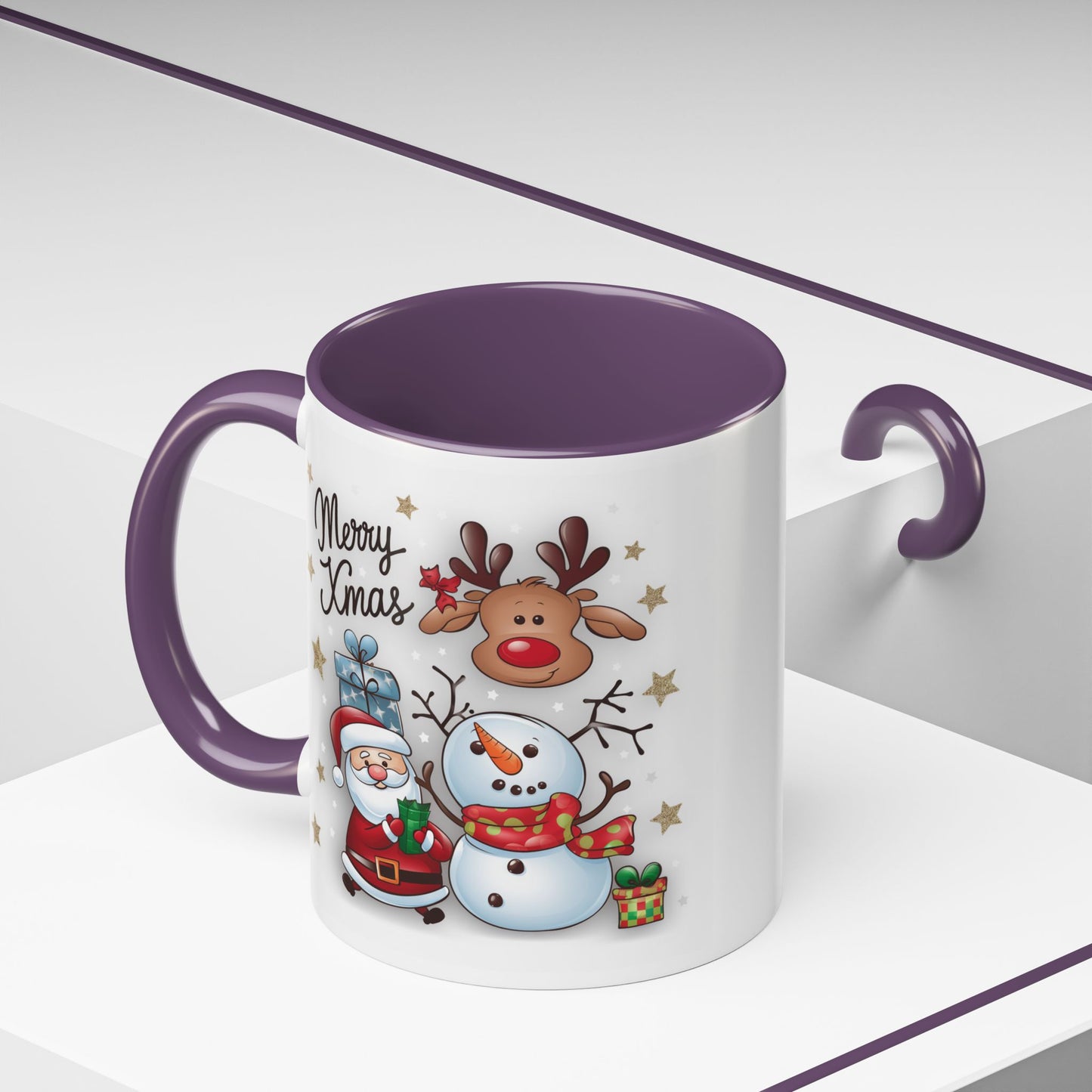 Christmas Mug - Merry Xmas Santa Snowman Reindeer