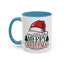 Christmas Mug - Merry Christmas Green & Red Text Red Hat