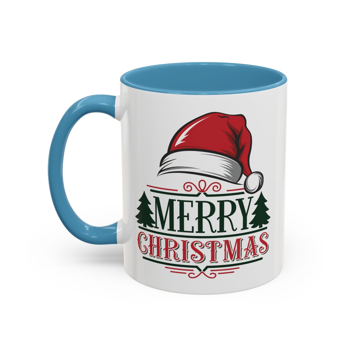 Christmas Mug - Merry Christmas Green & Red Text Red Hat