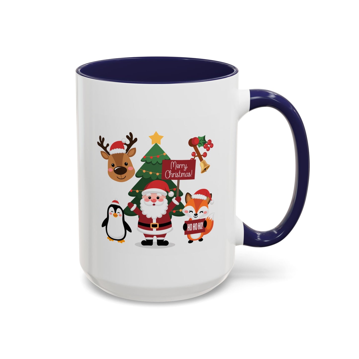 Christmas - Merry Christmas White Text Santa Reindeer Penguin Fox