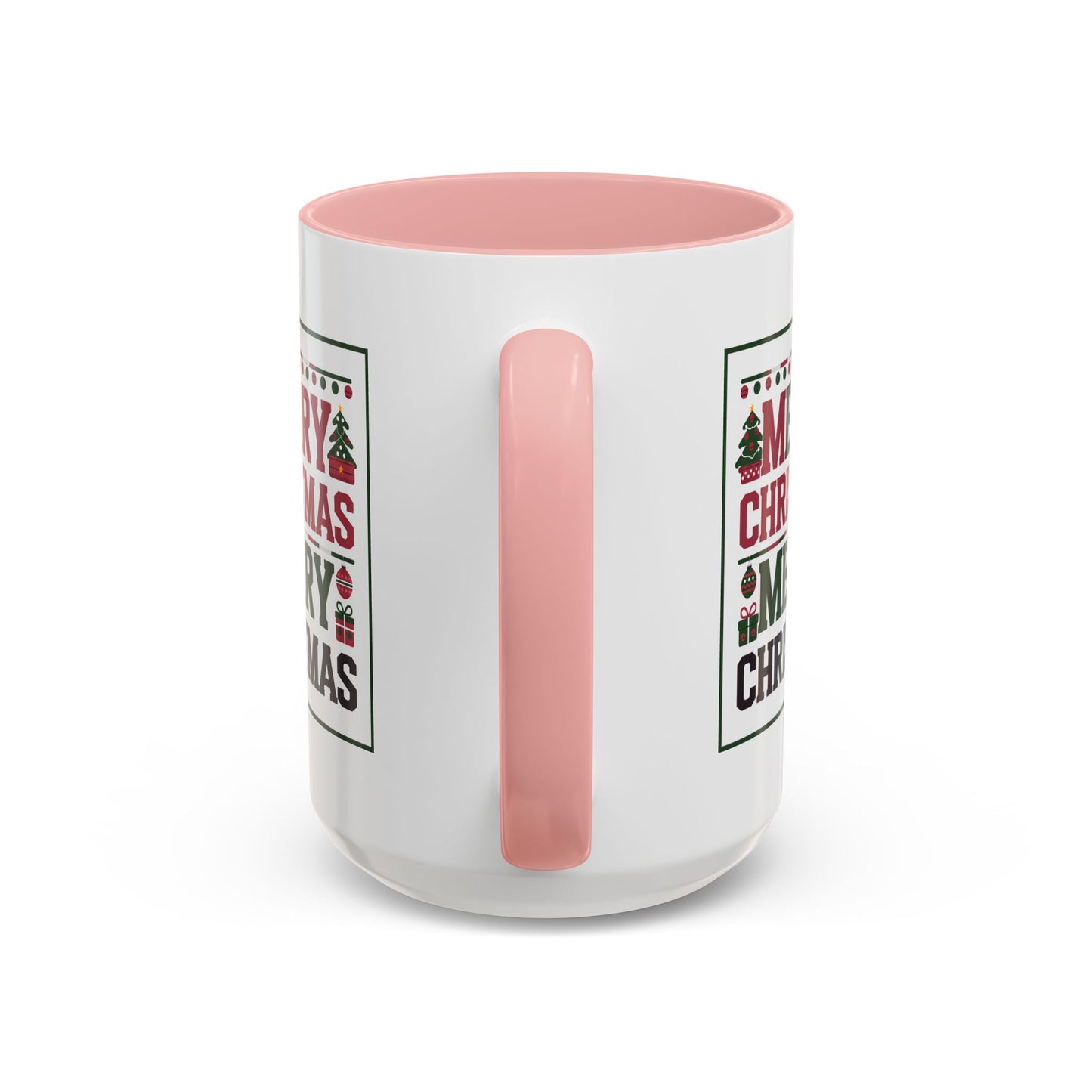 Christmas Mug - Merry Christmas Red Green & Black Text Trees Presents