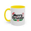Christmas Mug - Merry Christmas Black Text Hat Cane Misletoe