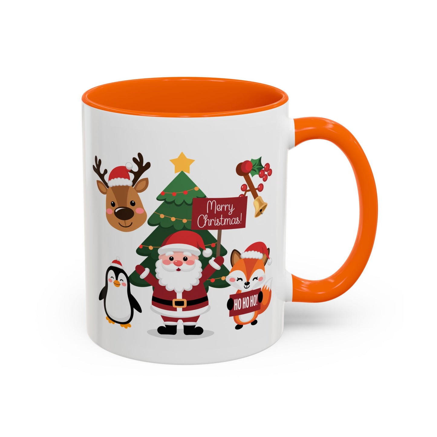 Christmas - Merry Christmas White Text Santa Reindeer Penguin Fox