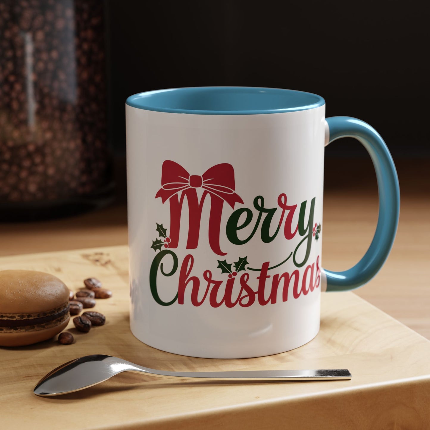 Christmas Mug - Merry Christmas Red & Green Text Bow