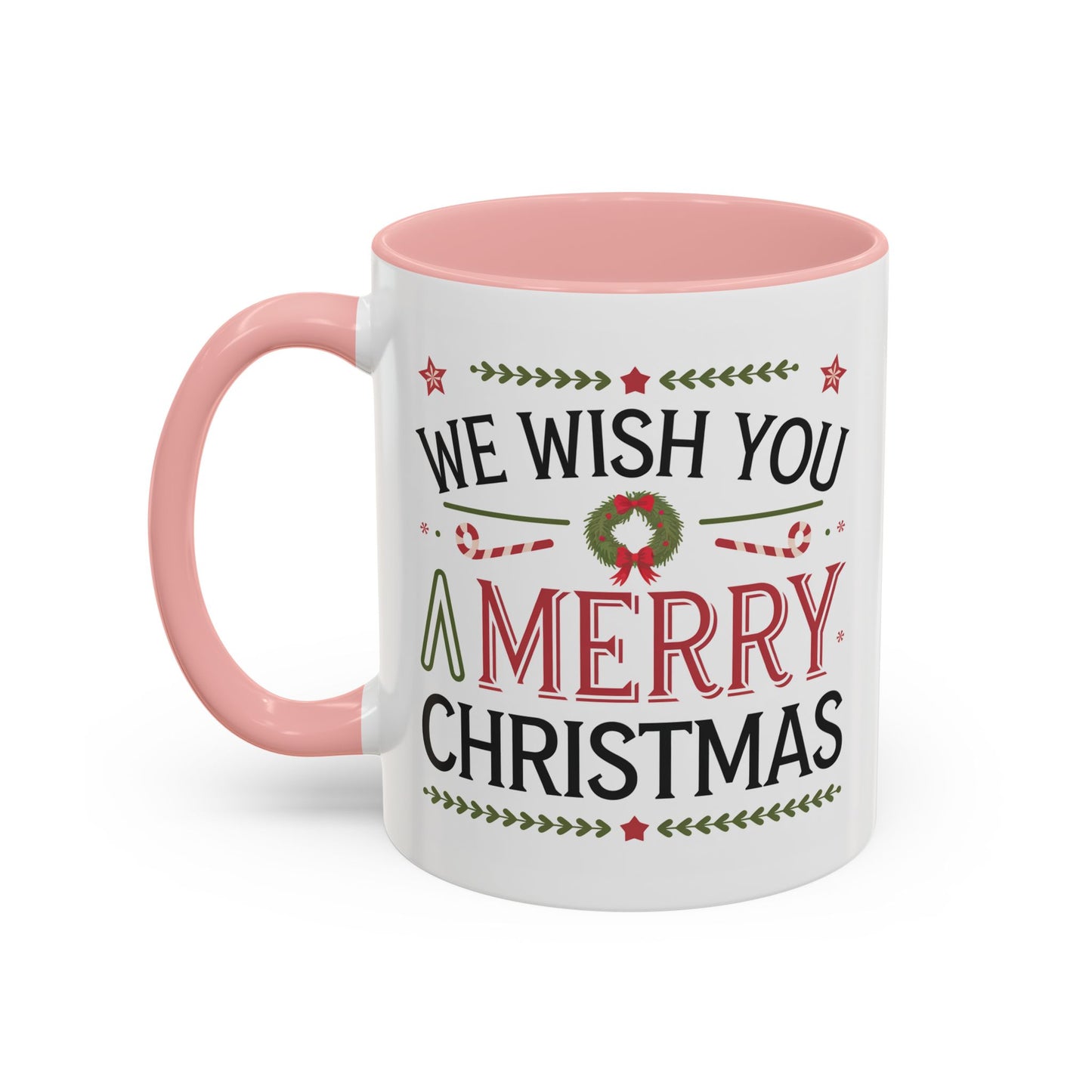 Christmas Mug - We Wish You a Merry Christmas Blue Green & Red Text