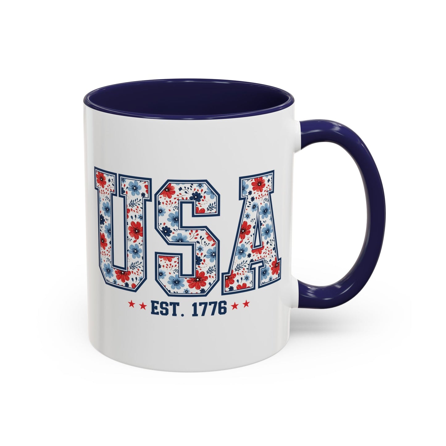 4th of July Mug - USA EST 1776 Floral