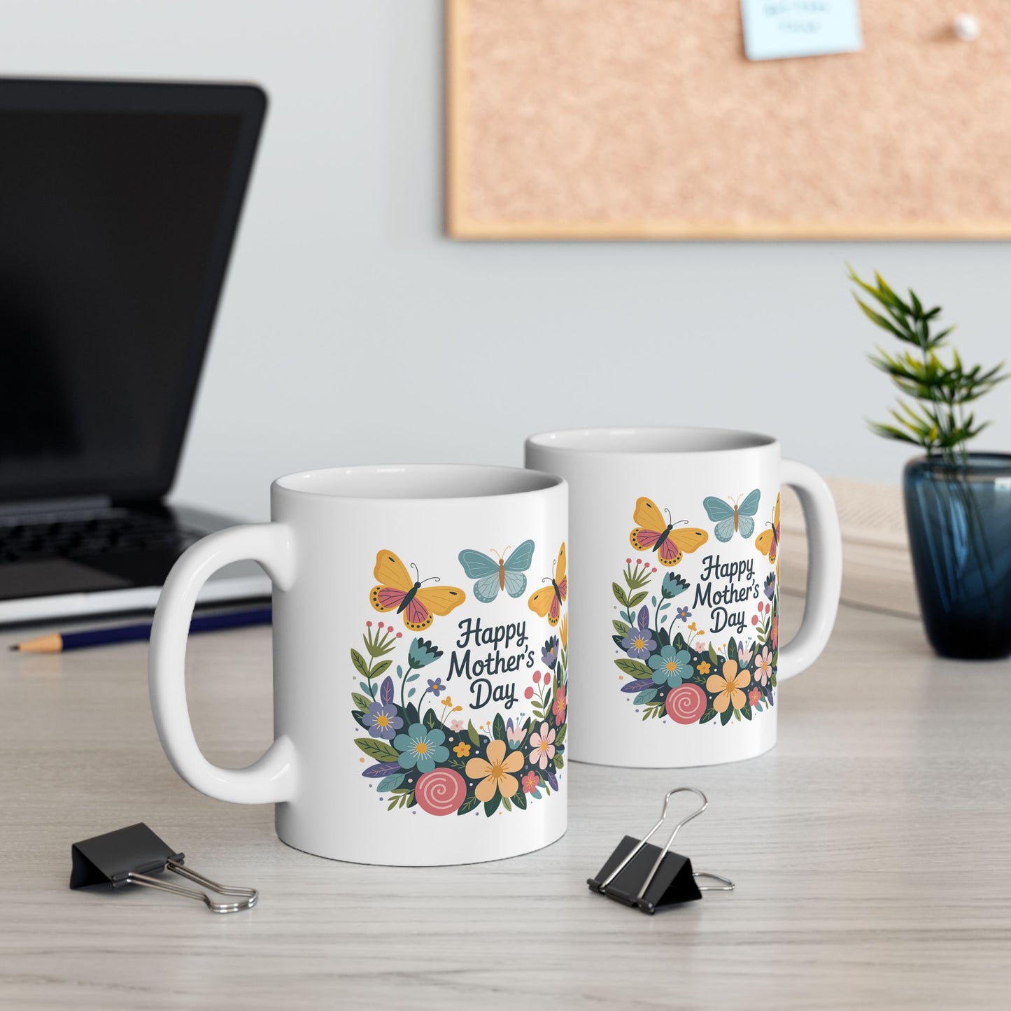 Mother's Day Mug - Happy Mother's Day Floral Butterflies