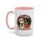Christmas Mug - Merry Christmas Red Text Cat Presents Wreath