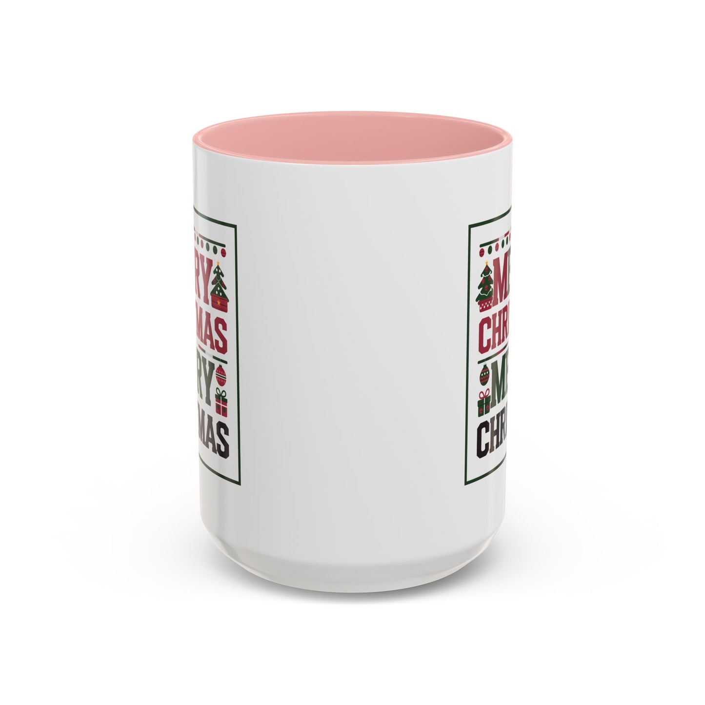 Christmas Mug - Merry Christmas Red Green & Black Text Trees Presents