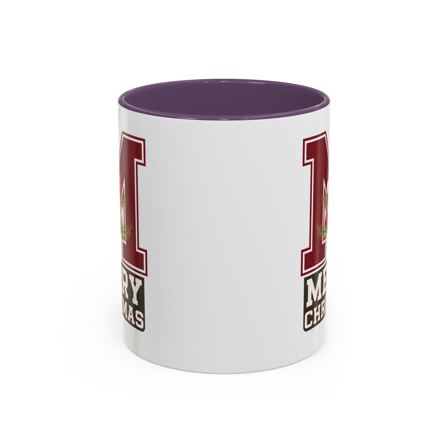 Christmas Mug - Merry Christmas White Green & Red College Text