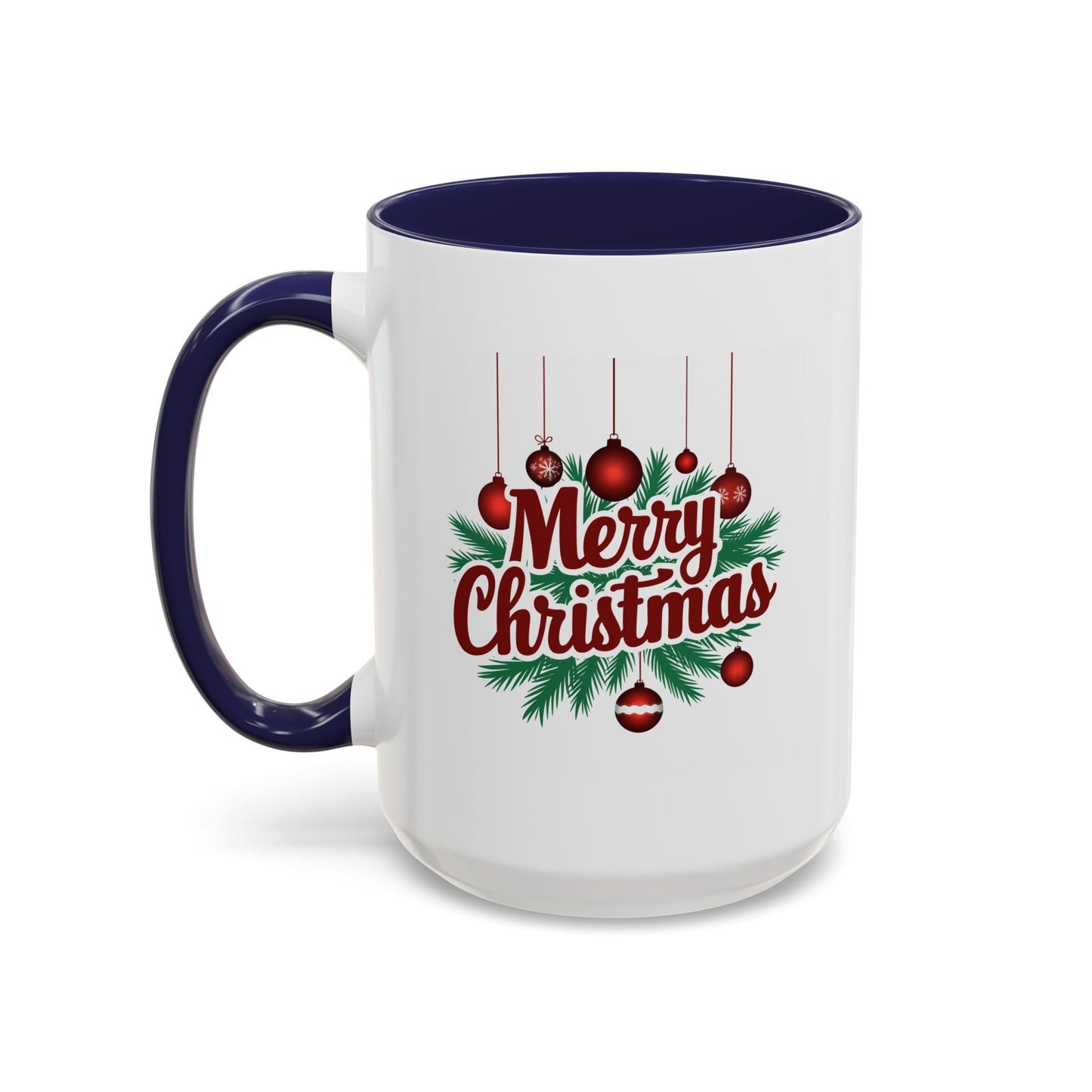 Christmas Mug - Merry Christmas Maroon Text Ornaments