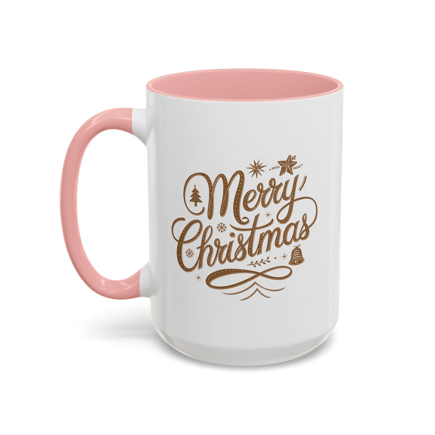 Christmas Mug - Merry Christmas Gold Text Tree Star Ornaments