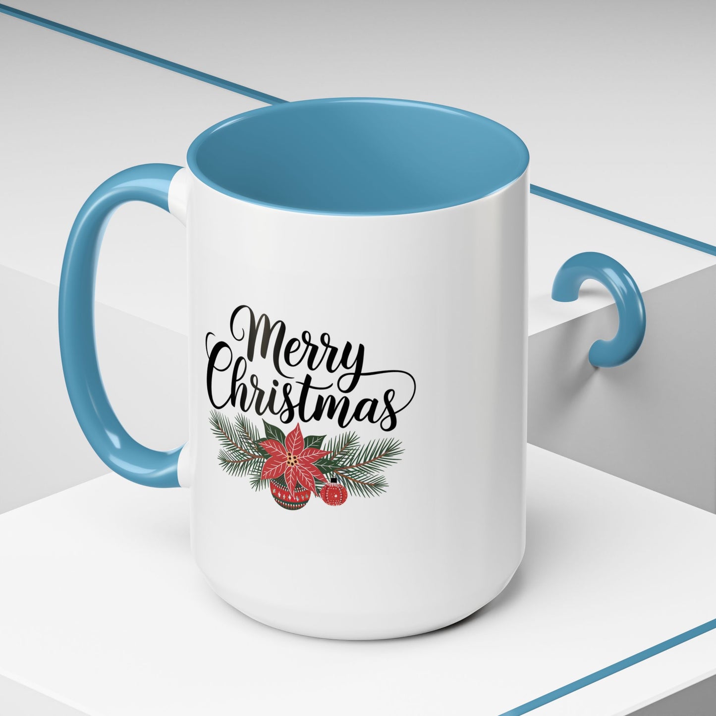 Christmas Mug - Merry Christmas Black Text Mistletoe