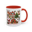 Christmas Mug - Happy Holidays Red Text Reindeer Santa Snowman Presents
