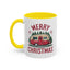 Christmas Mug - Merry Christmas Maroon Text Camper Trees Snowflakes