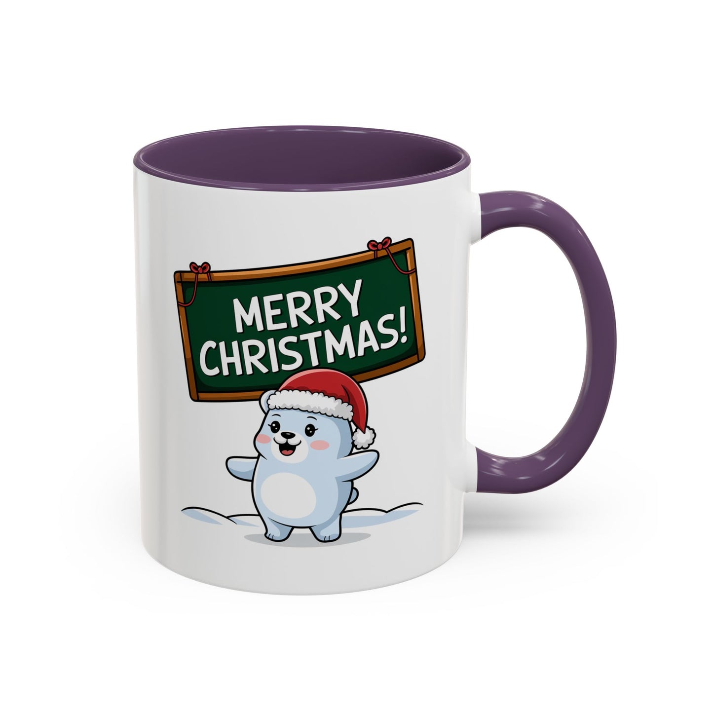 Christmas Mug - Merry Christmas White Text Seal Pup
