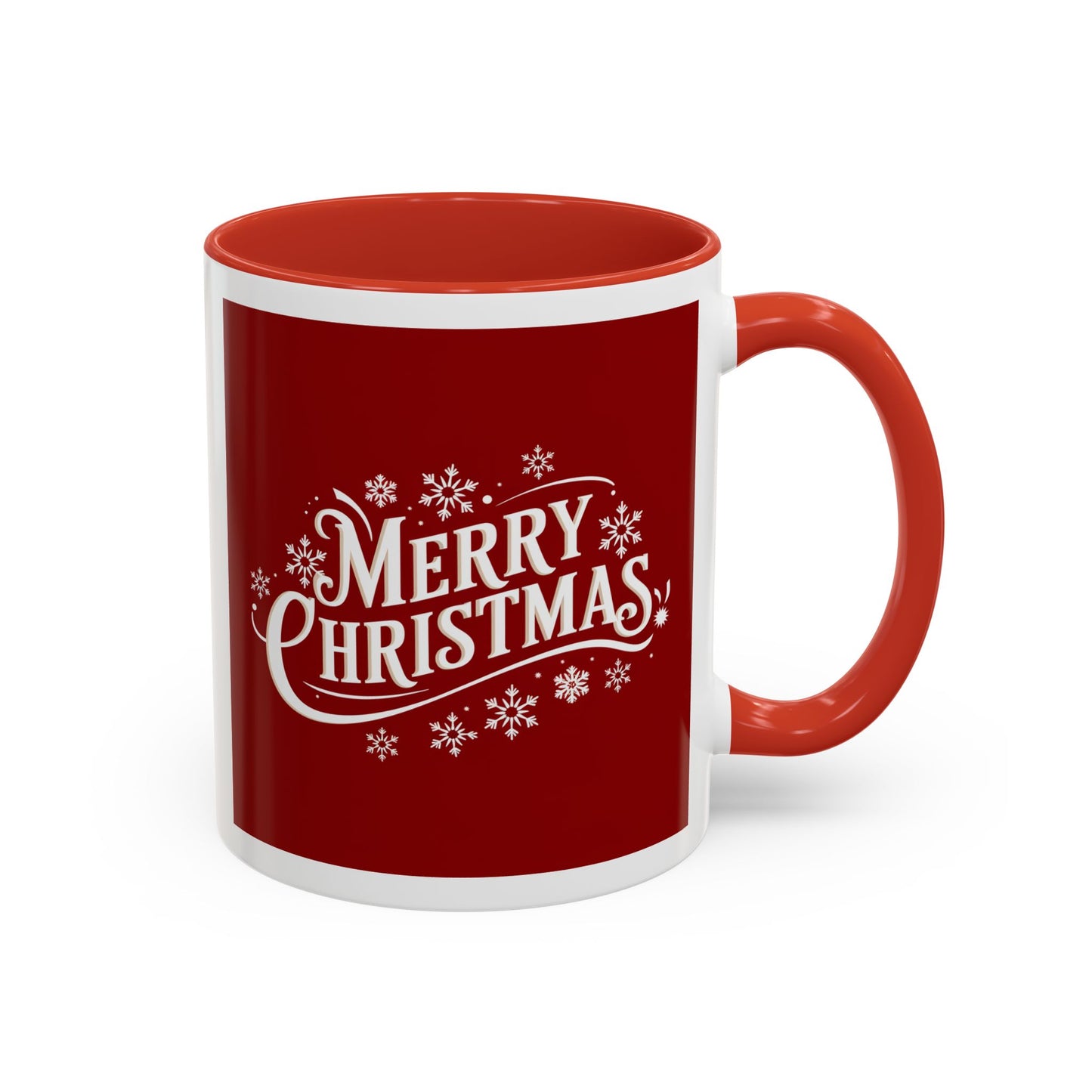 Christmas Mug - Merry Christmas White Text Maroon Background