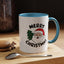 Christmas Mug - Merry Christmas Black Text Santa Tree