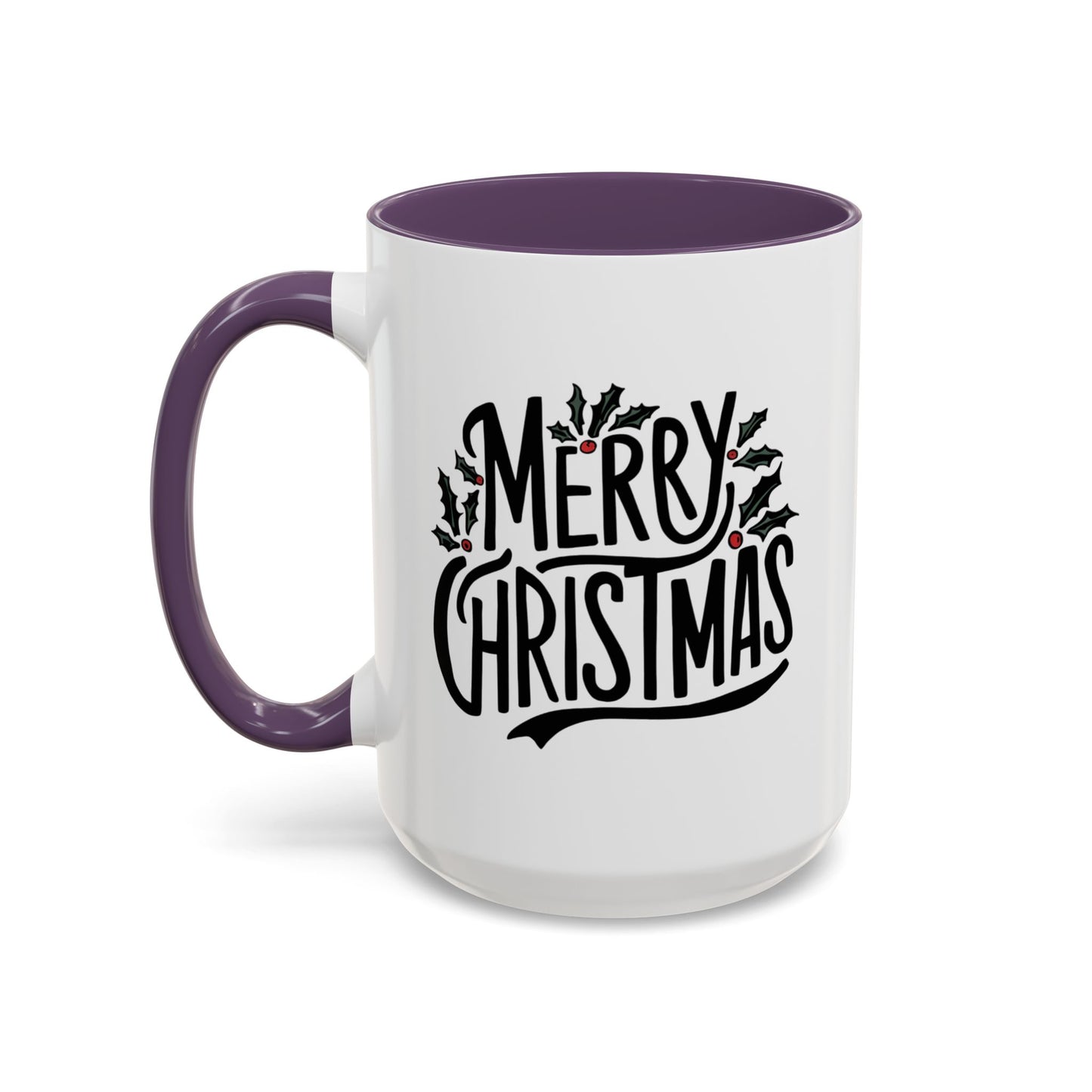 Christmas Mug - Merry Christmas Black Text Mistletoe