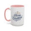 Christmas Mug - Merry Christmas Blue Text Gold Ornaments