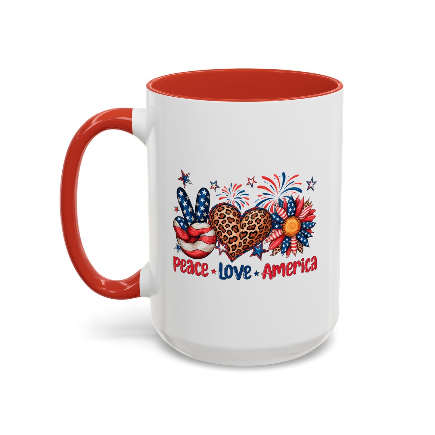 4th of July Mug - Peace Love America