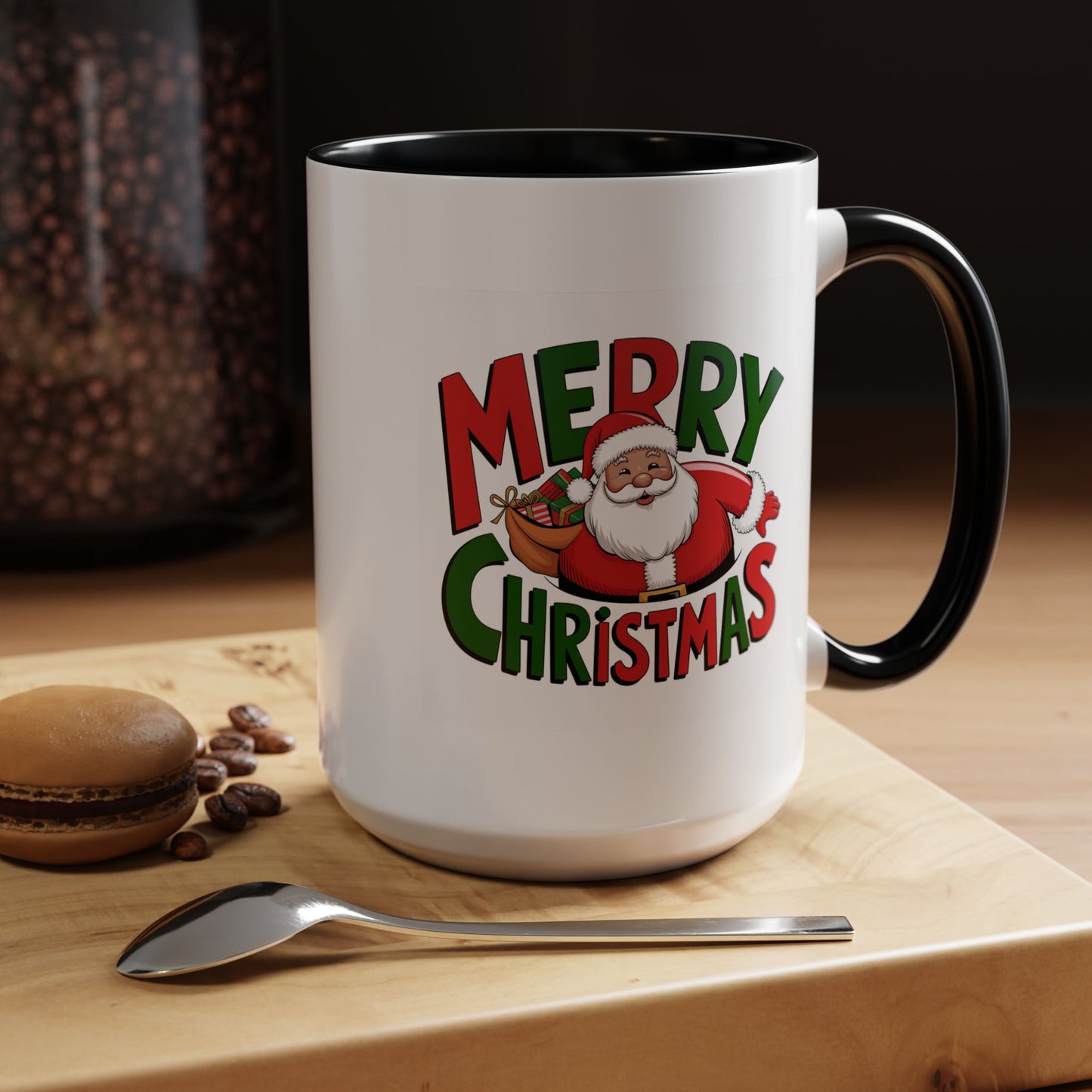 Christmas Mug - Green & Red Text Santa Presents
