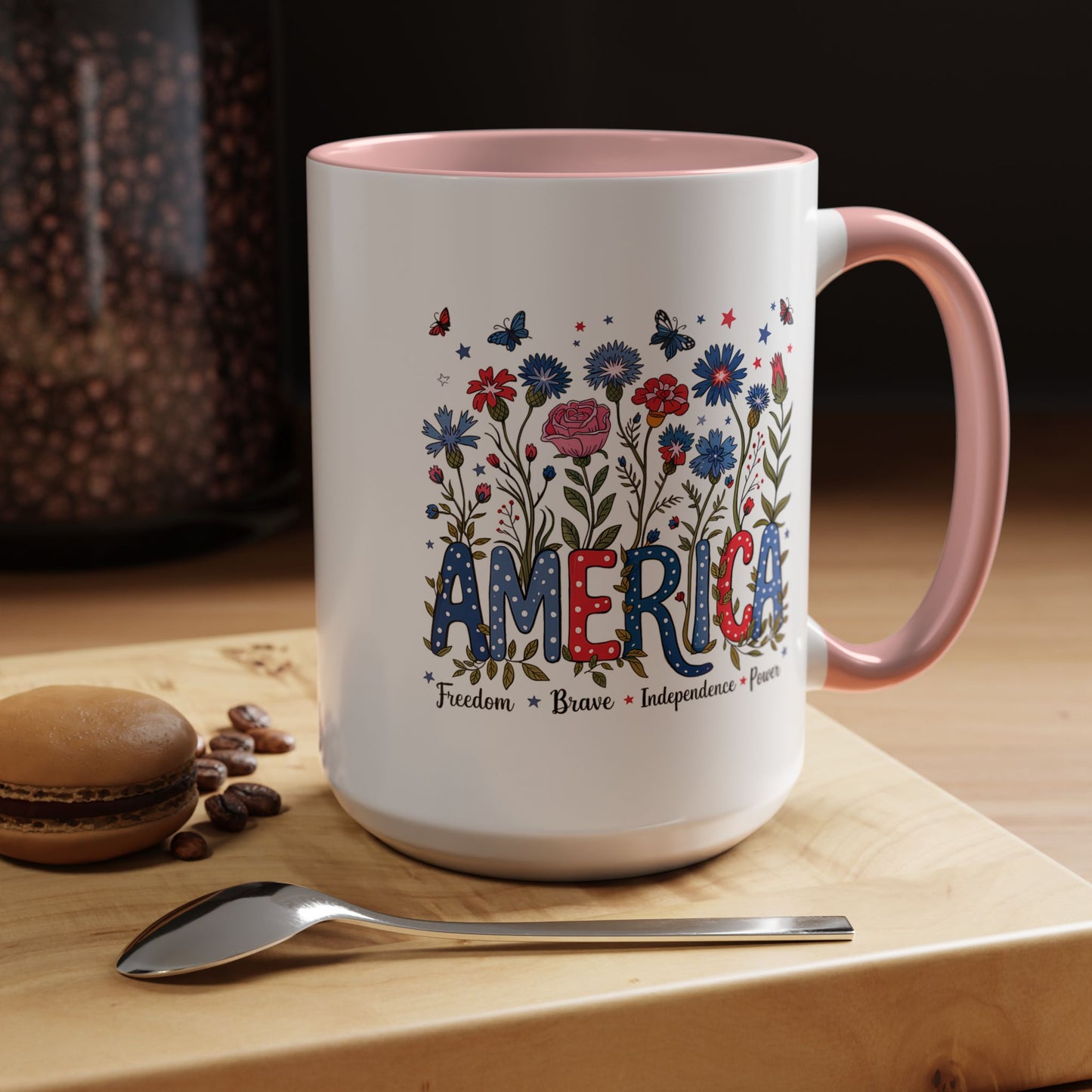 4th of July Mug - Floral America Patriotic