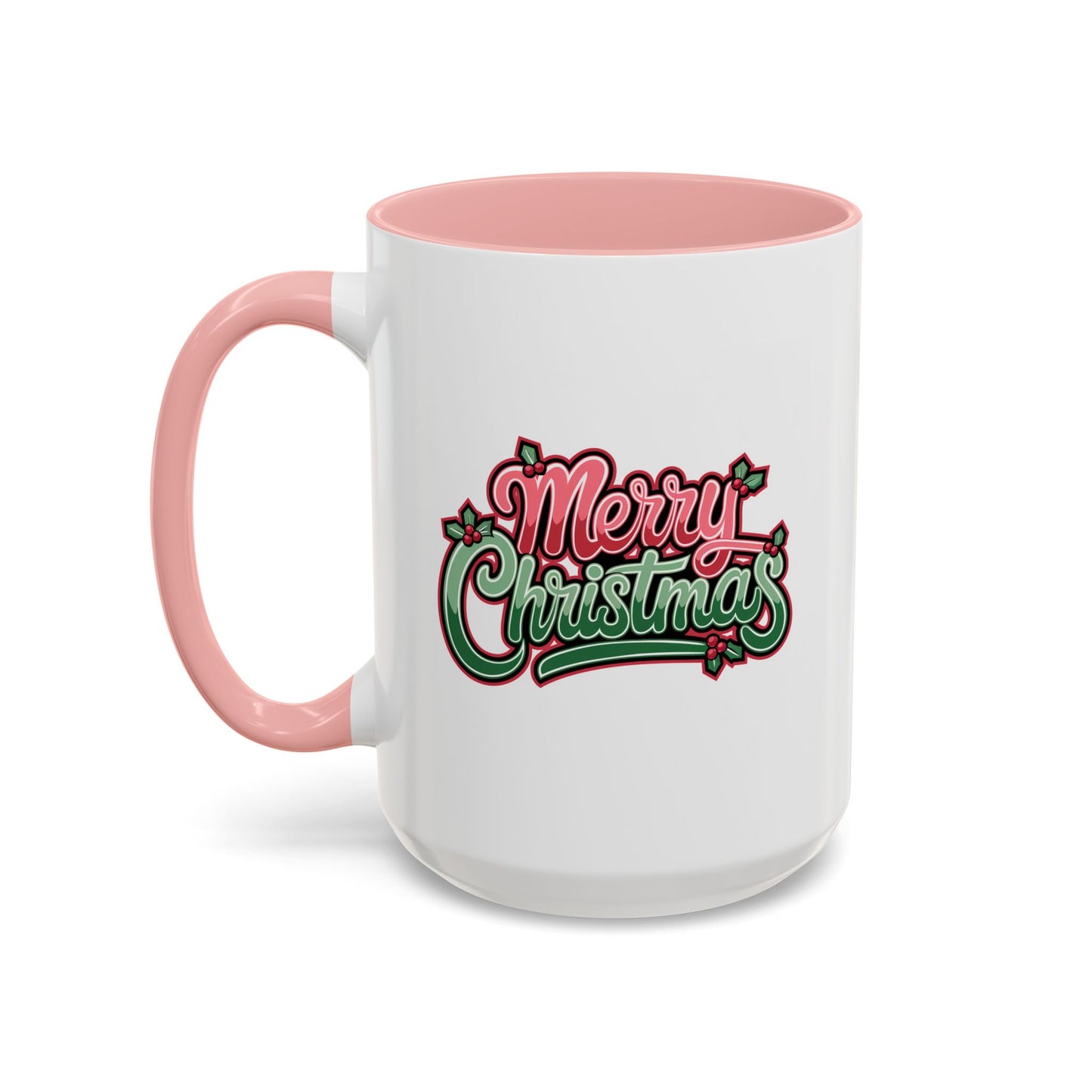 Christmas Mug - Merry Christmas Red & Green Text Mistletoe