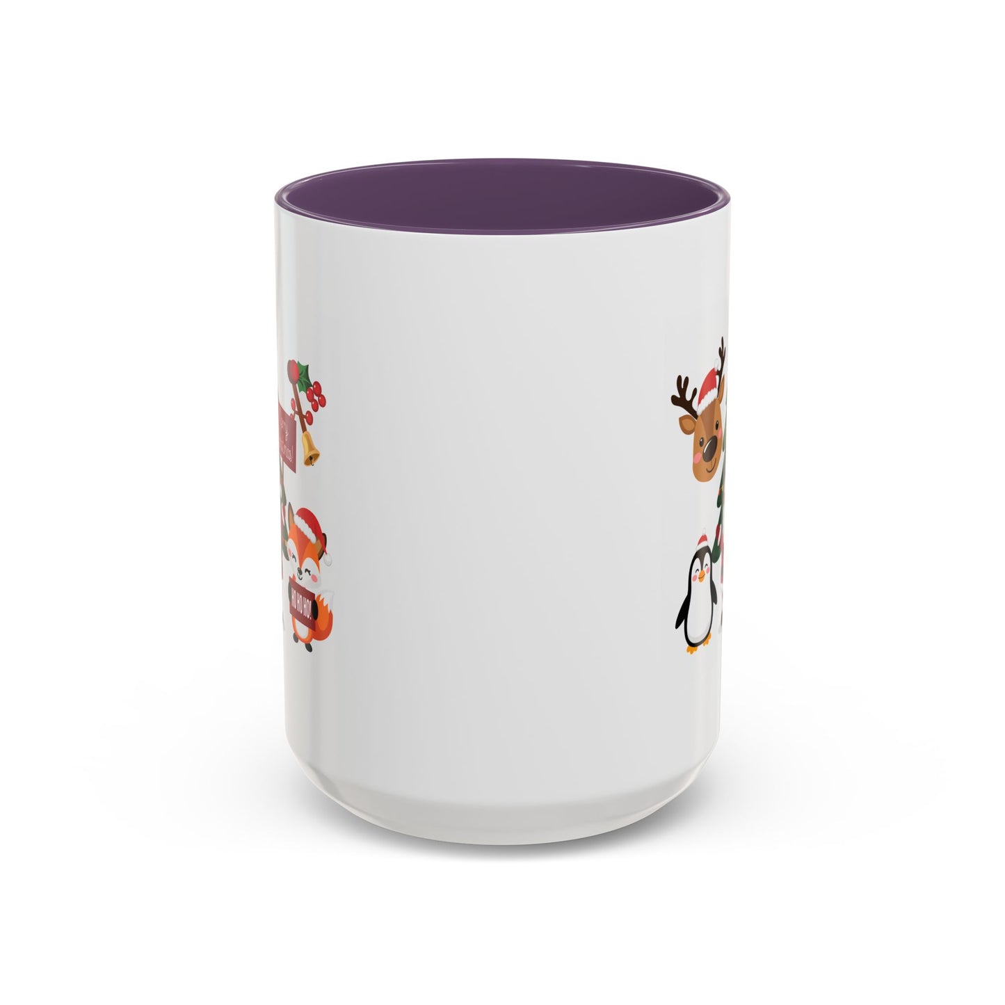 Christmas - Merry Christmas White Text Santa Reindeer Penguin Fox