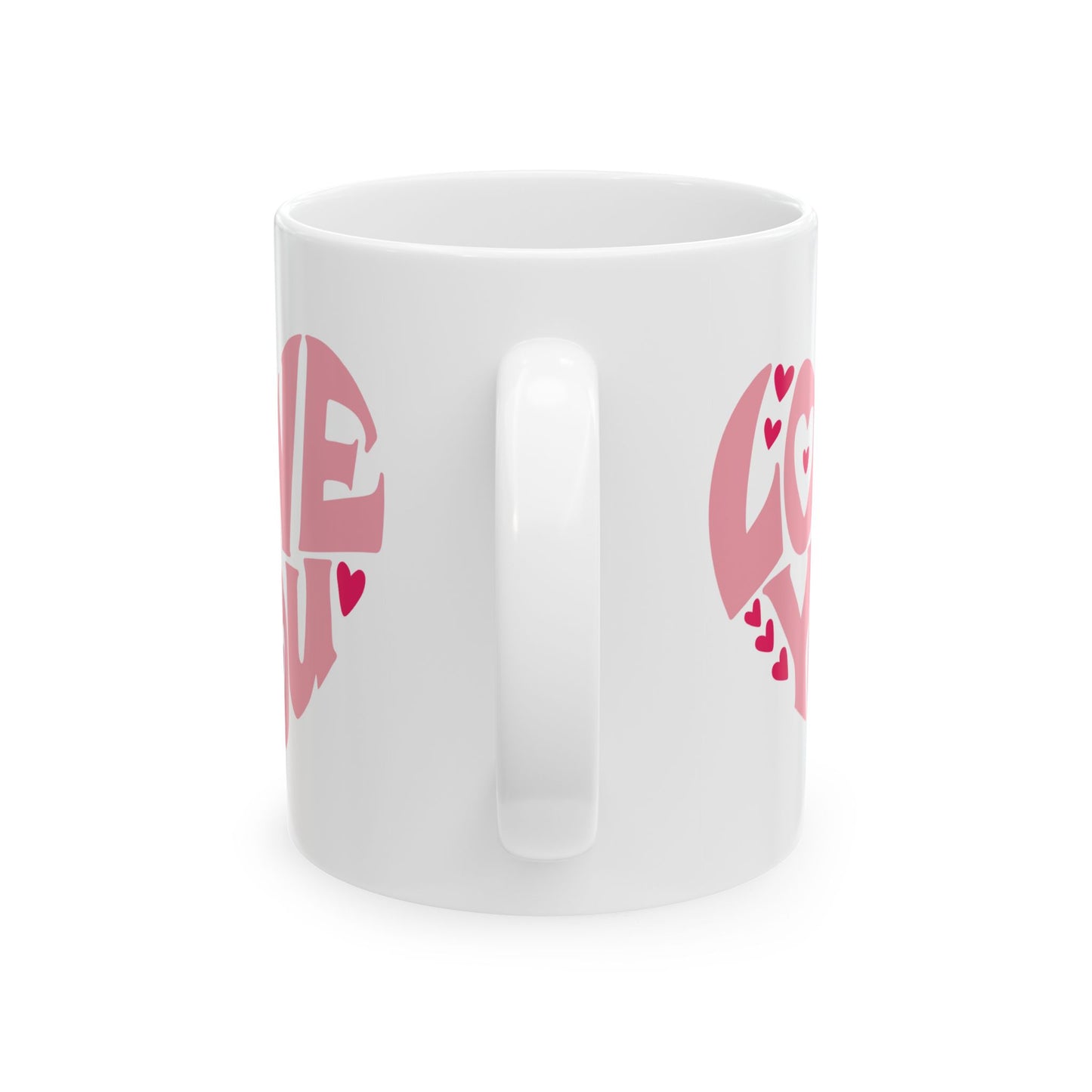 Anniversary Mug - Love You Heart Shaped Lettering