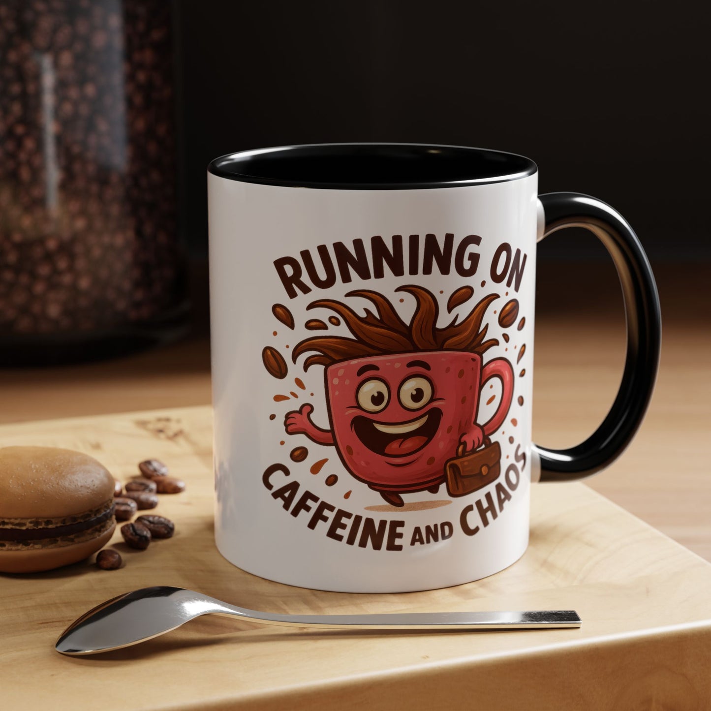 Humor Mug - Running On Caffeine and Chaos