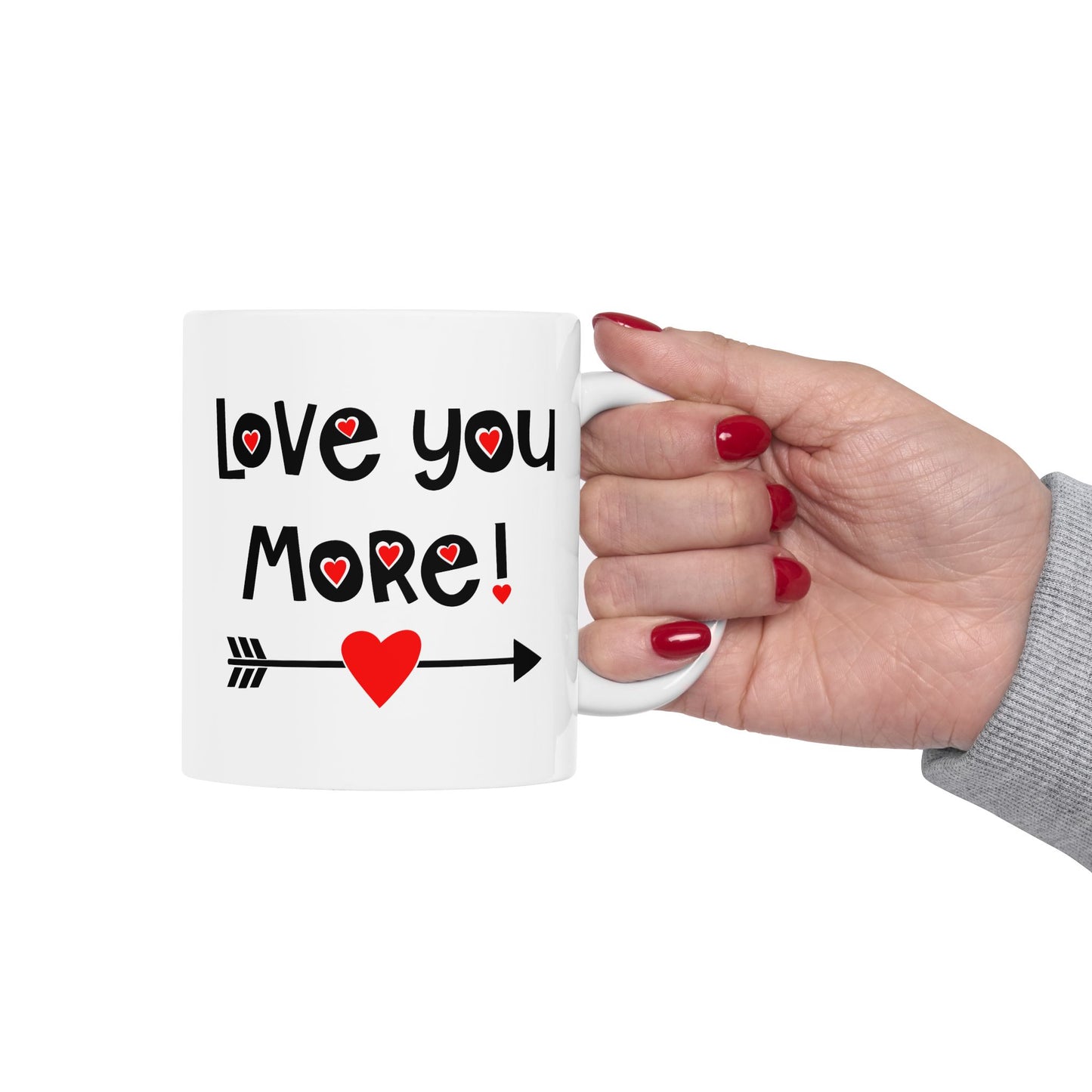 Valentine's Day Mug - Love You More Heart Arrow