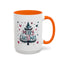 Christmas Mug - Merry Christmas Maroon & Blue Text Tree Hearts Stars