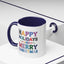 Christmas Mug - Happy Holidays and Merry Christmas Blue Yellow Purple Orange Red Text