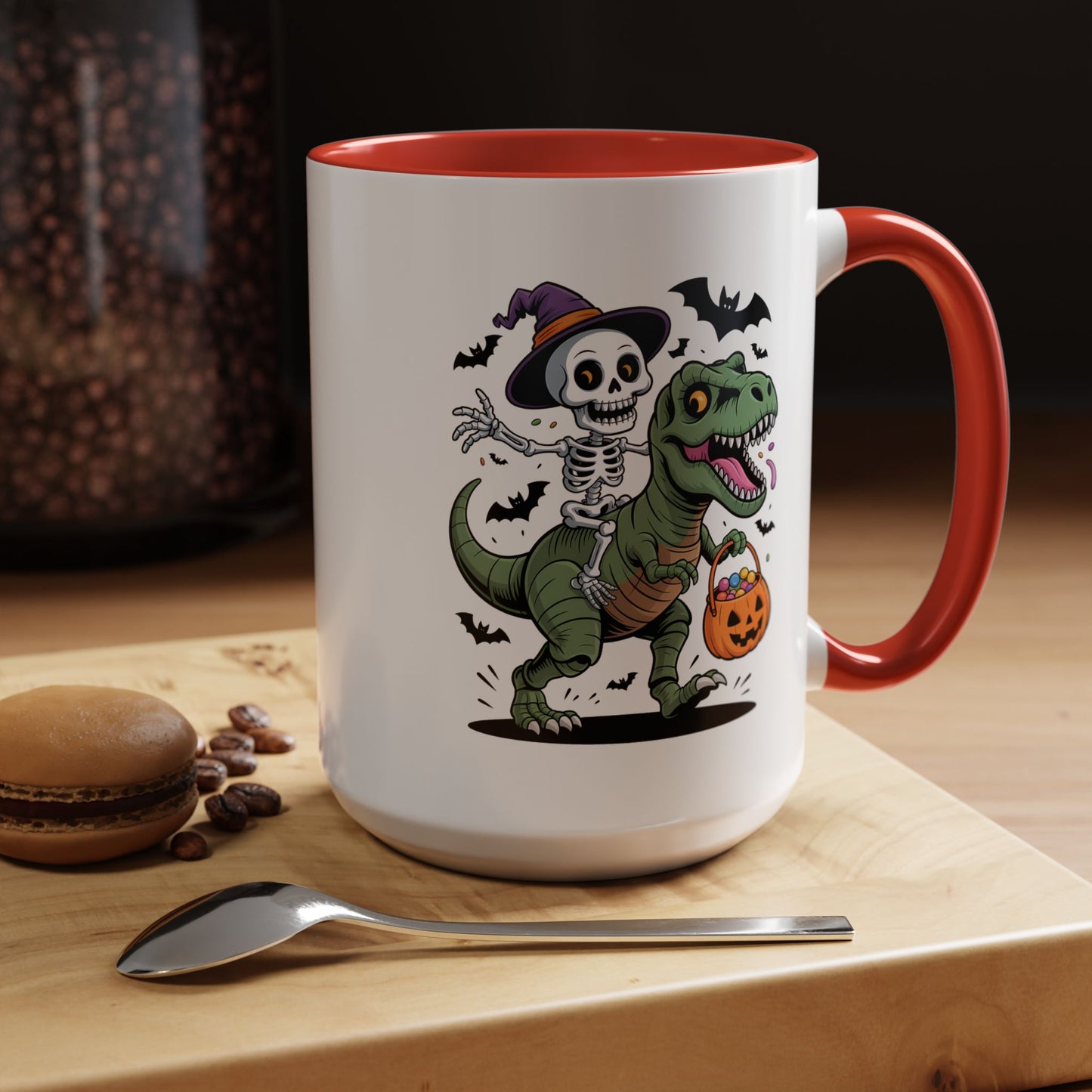 Halloween Mug - Skeleton Riding Dinosaur