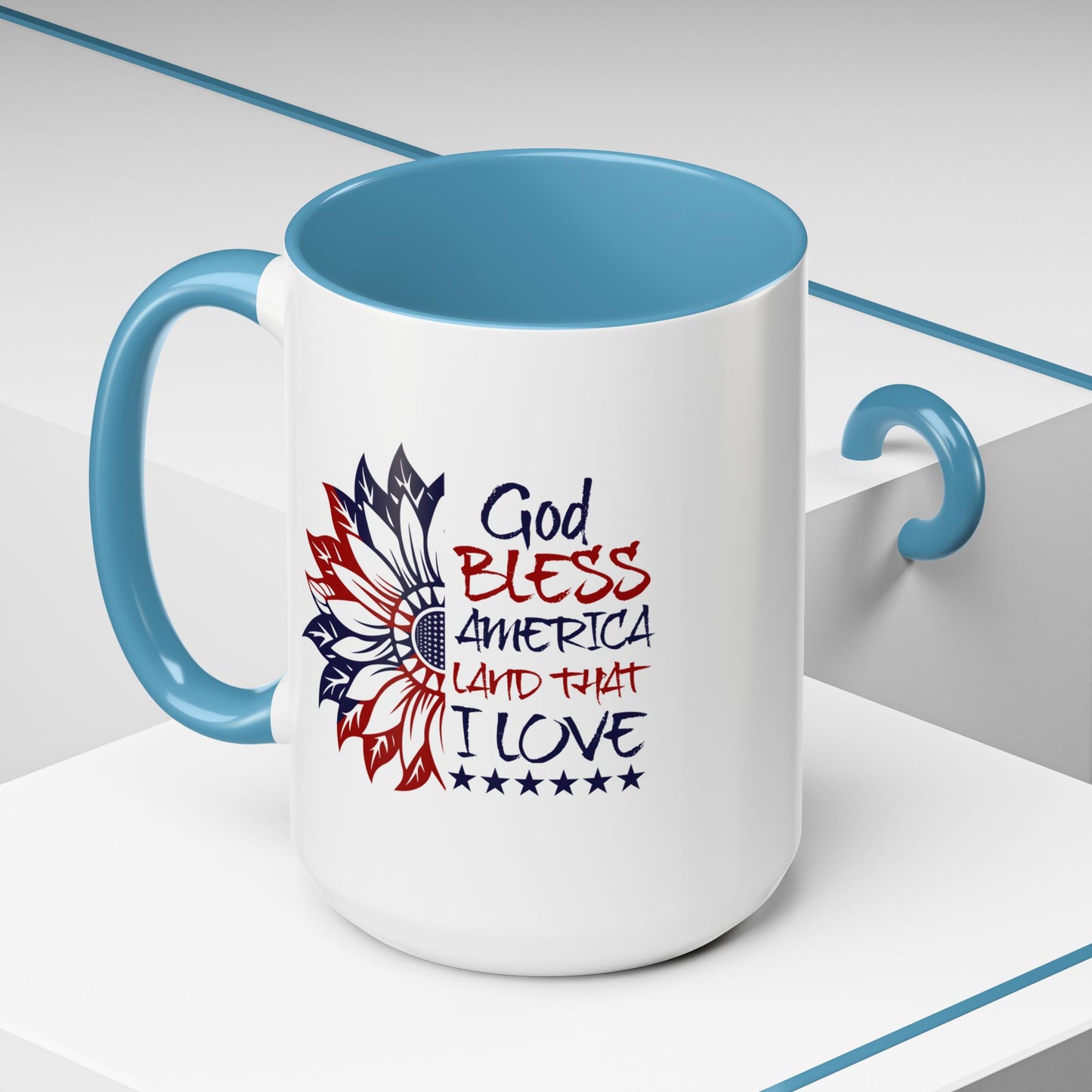 4th of July Mug - God Bless America Sunflower