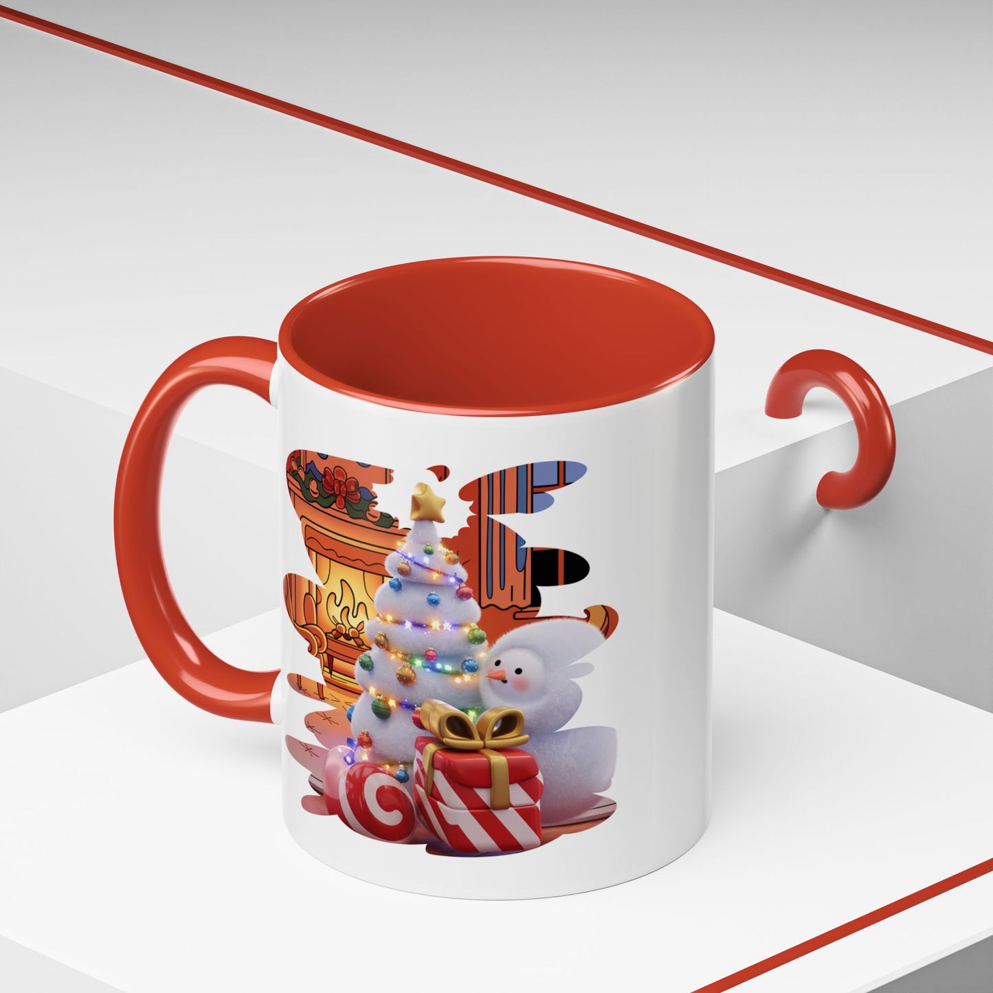 Christmas Mug - Snowman Tree Presents Fireplace