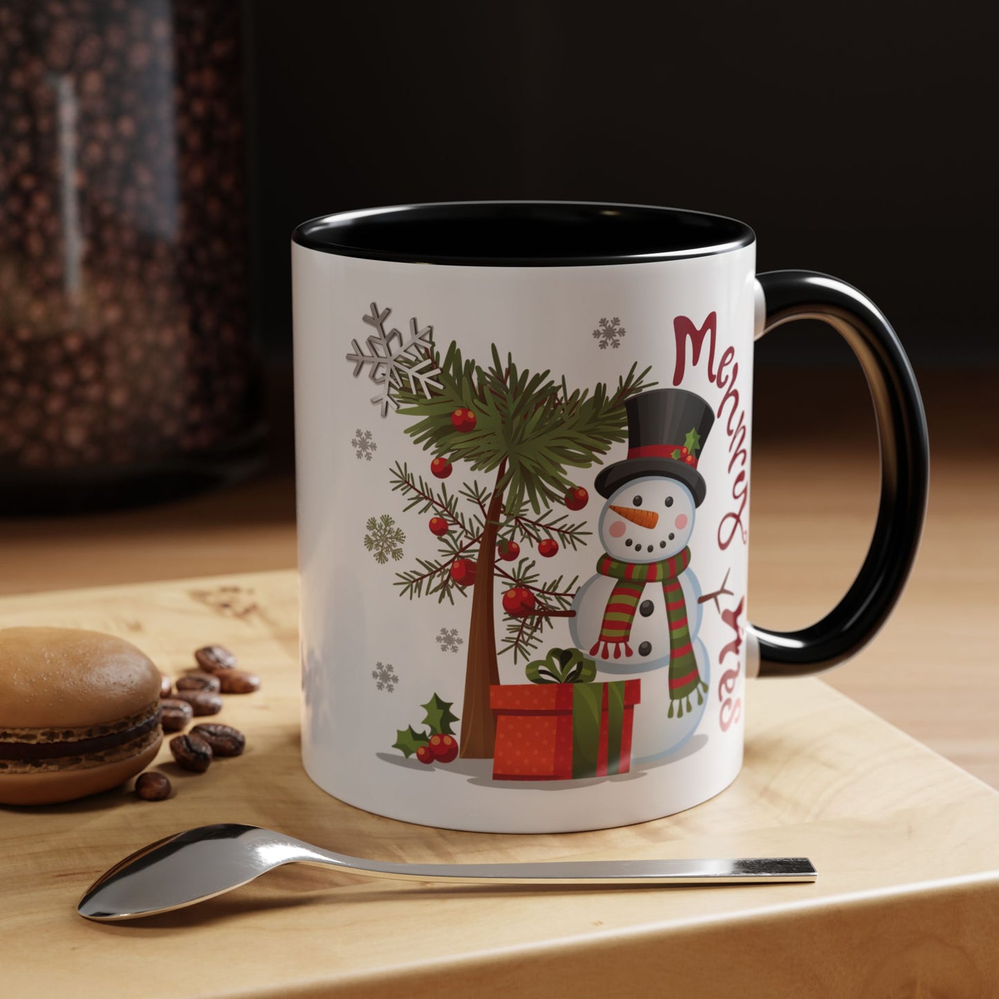 Christmas Mug - Merry Xmas Snowman Tree Present