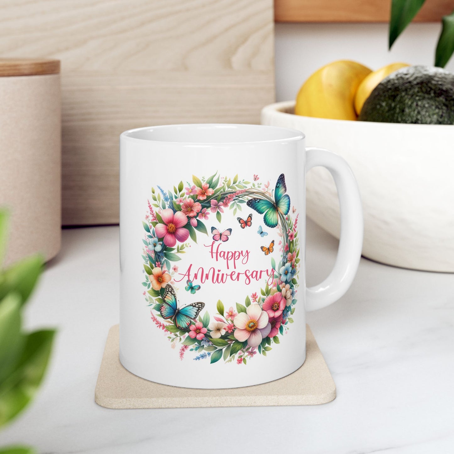 Anniversary Mug - Happy Anniversary Butterflies