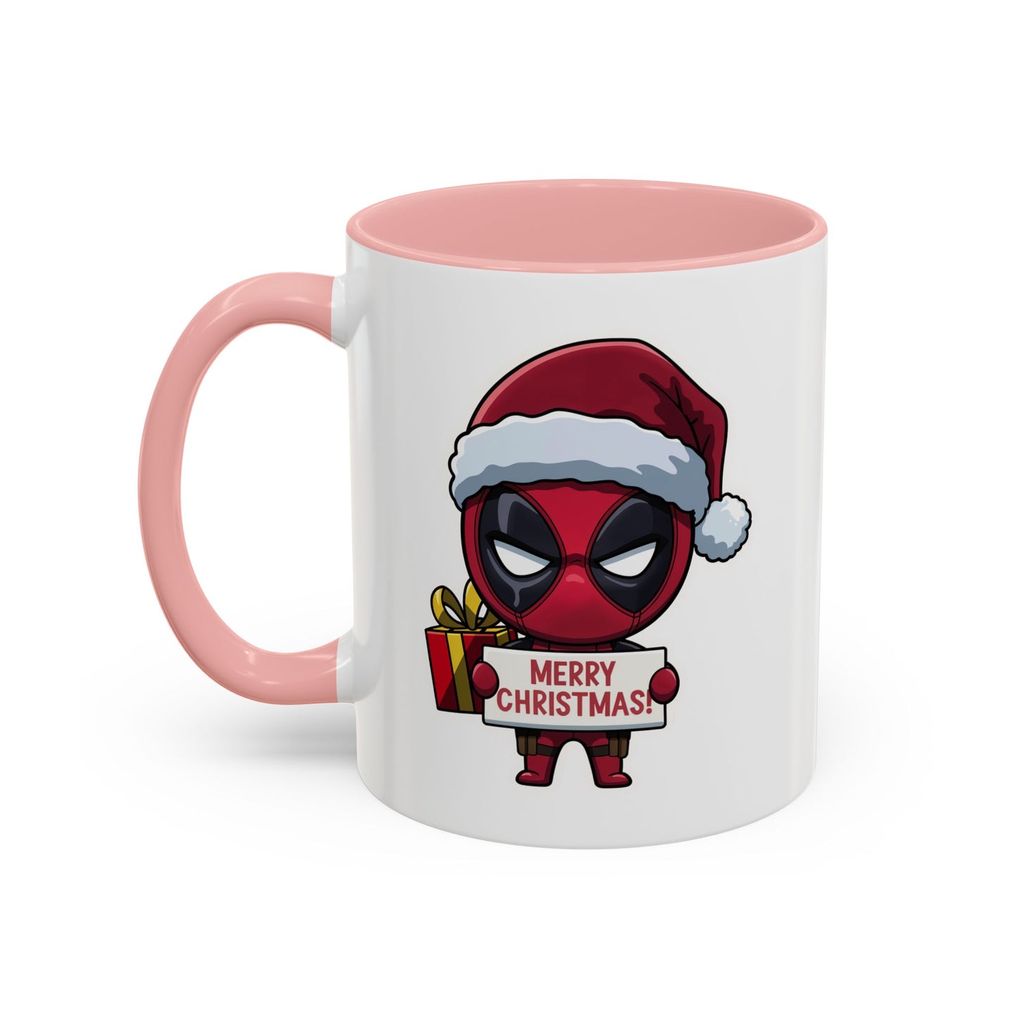 Christmas Mug - Merry Christmas Red Text Superhero