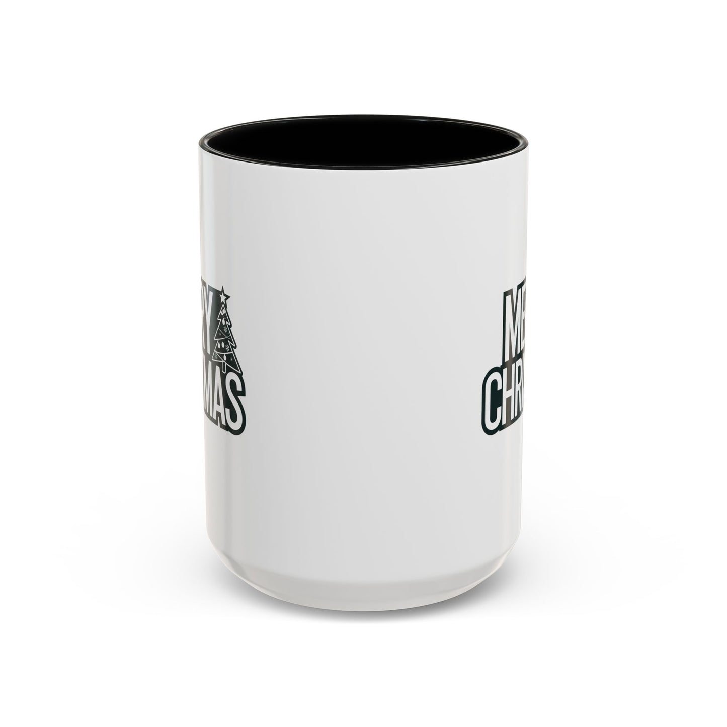 Christmas Mug - Merry Christmas White & Black Text Tree