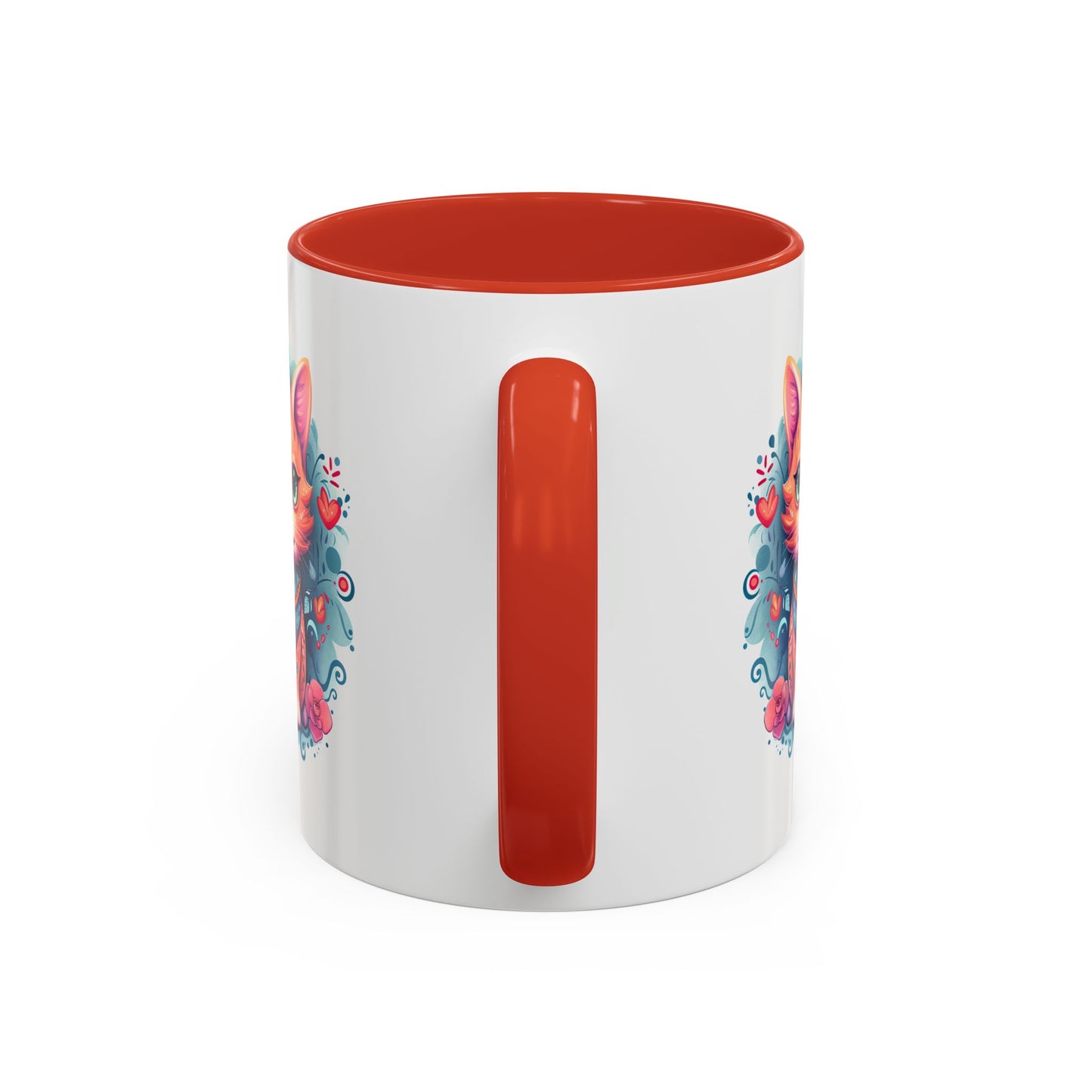 Animal  - Mystic Cat Turquoise & Coral Flowers
