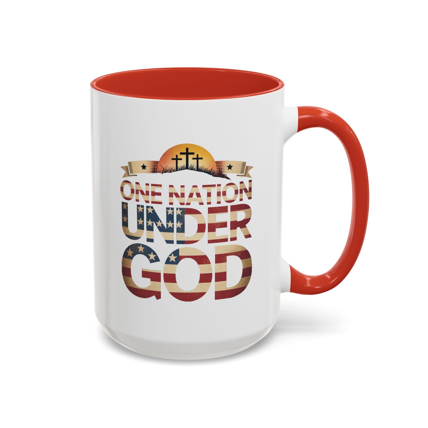 4th of July Mug - One Nation Under God Cross Flag