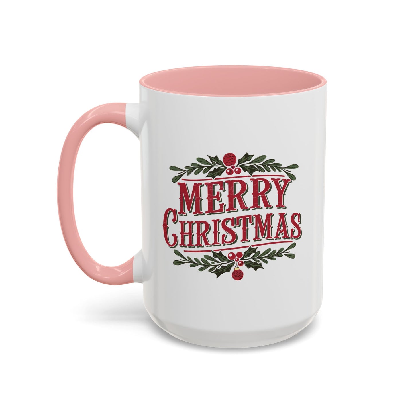 Christmas Mug - Merry Christmas Maroon Text Ornament Decorations
