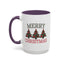 Christmas Mug - Merry Christmas Green & Red Text Decorative Trees