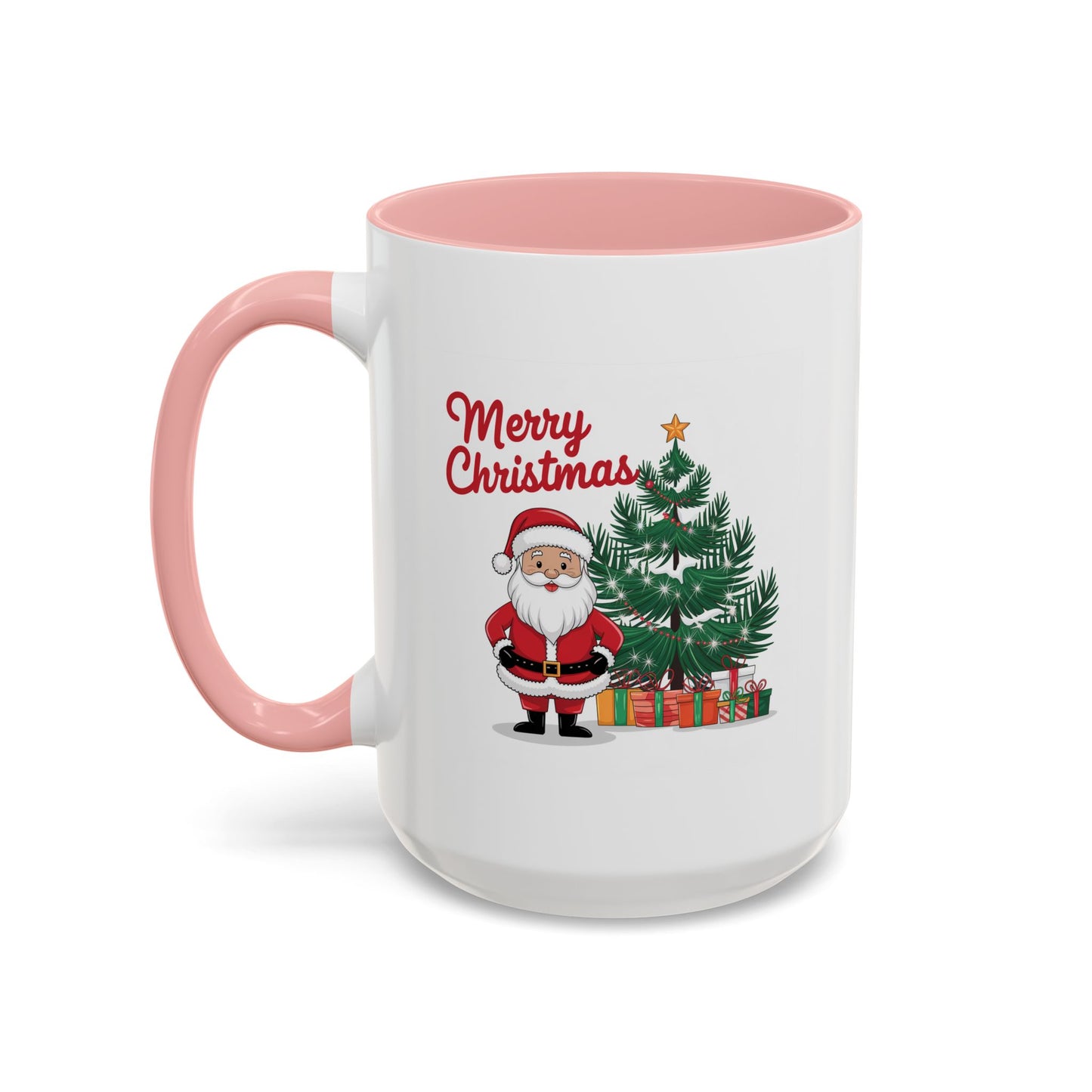 Christmas Mug - Merry Christmas Red Text Santa Tree Presents