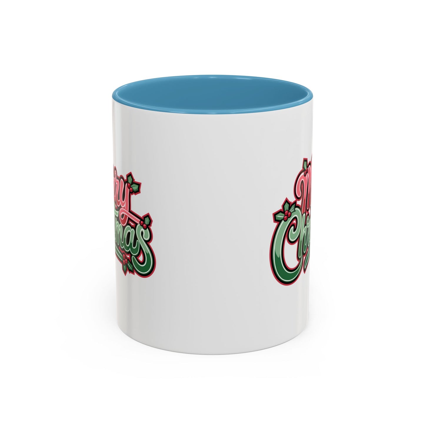 Christmas Mug - Merry Christmas Red & Green Text Mistletoe