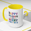 Christmas Mug - Happy Holidays and Merry Christmas Blue Yellow Purple Orange Red Text