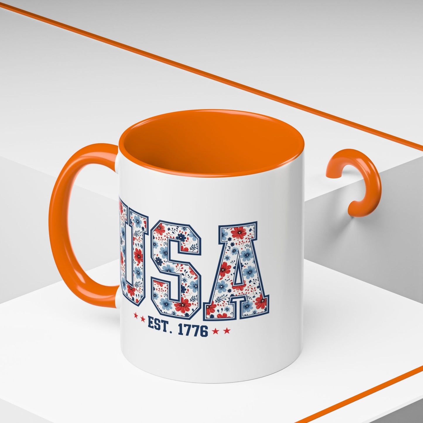 4th of July Mug - USA EST 1776 Floral